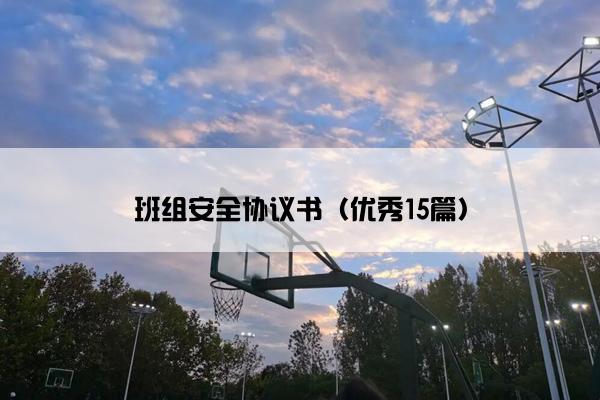 班组安全协议书（优秀15篇）