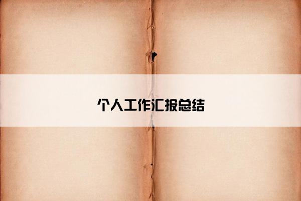 个人工作汇报总结