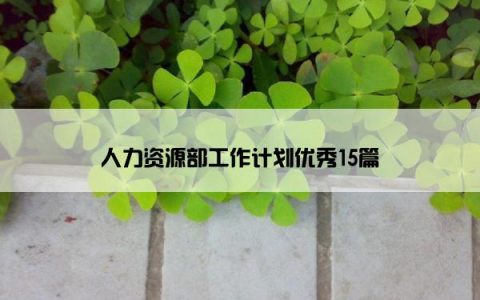 人力资源部工作计划优秀15篇