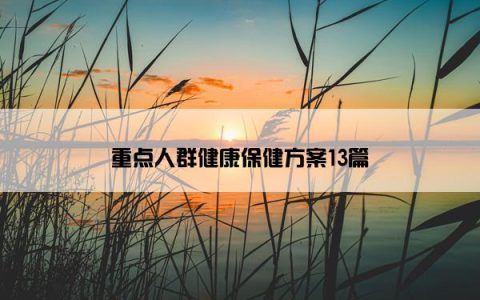 重点人群健康保健方案13篇