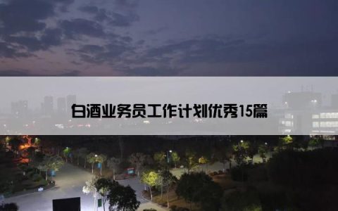 白酒业务员工作计划优秀15篇