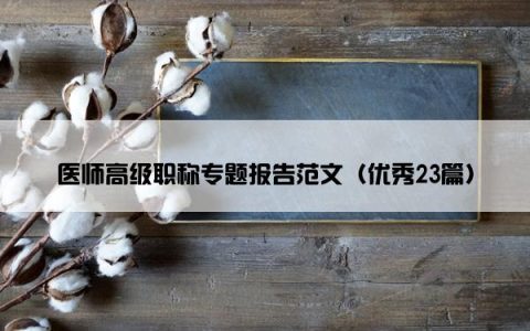 医师高级职称专题报告范文（优秀23篇）