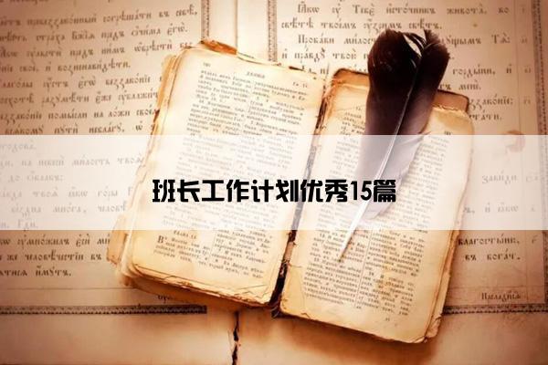 班长工作计划优秀15篇