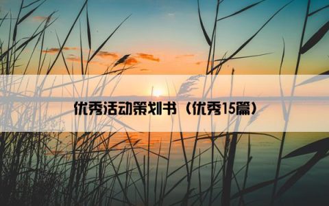 优秀活动策划书（优秀15篇）
