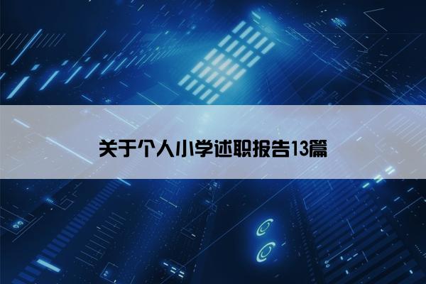 关于个人小学述职报告13篇