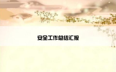 安全工作总结汇报