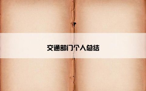 交通部门个人总结
