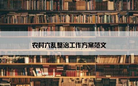 农村六乱整治工作方案范文