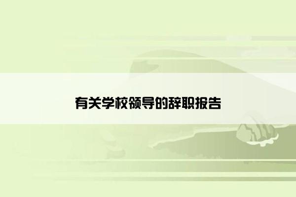 有关学校领导的辞职报告