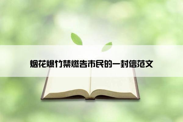 烟花爆竹禁燃告市民的一封信范文