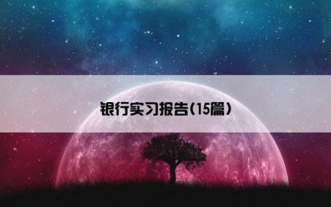 银行实习报告(15篇)