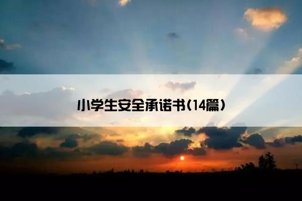 小学生安全承诺书(14篇)