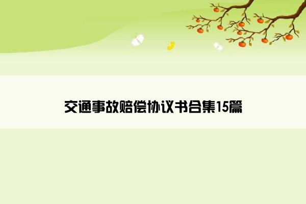 交通事故赔偿协议书合集15篇