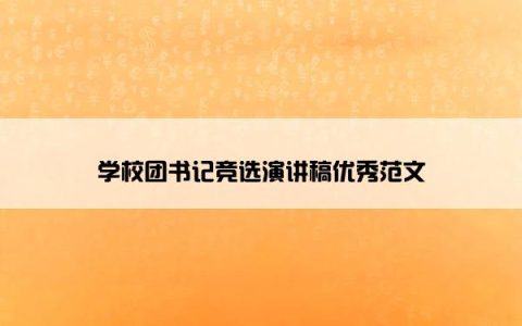 学校团书记竞选演讲稿优秀范文