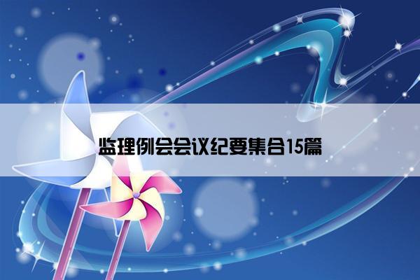 监理例会会议纪要集合15篇