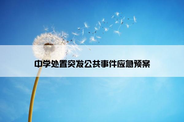 中学处置突发公共事件应急预案