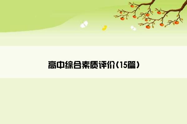 高中综合素质评价(15篇)