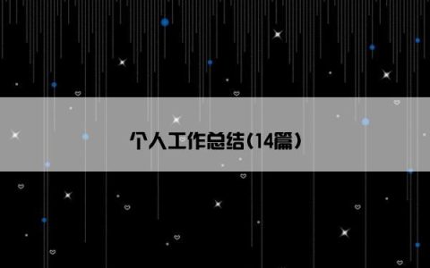 个人工作总结(14篇)