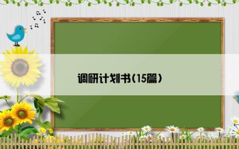 调研计划书(15篇)