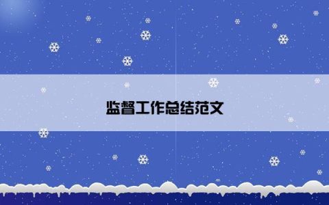 监督工作总结范文