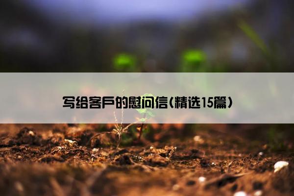 写给客户的慰问信(精选15篇)