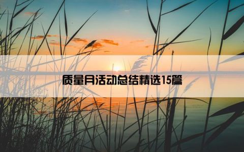 质量月活动总结精选15篇