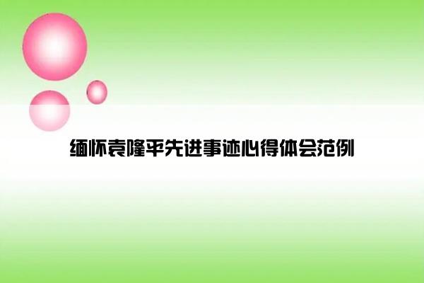 缅怀袁隆平先进事迹心得体会范例