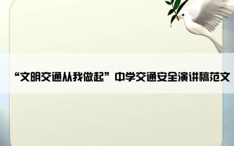 “文明交通从我做起”中学交通安全演讲稿范文