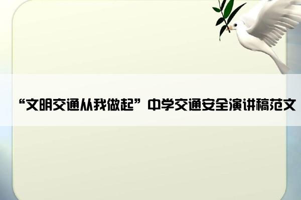 “文明交通从我做起”中学交通安全演讲稿范文