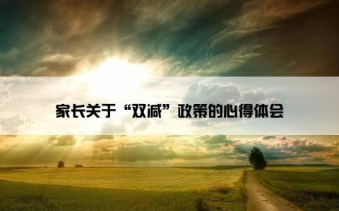 家长关于“双减”政策的心得体会