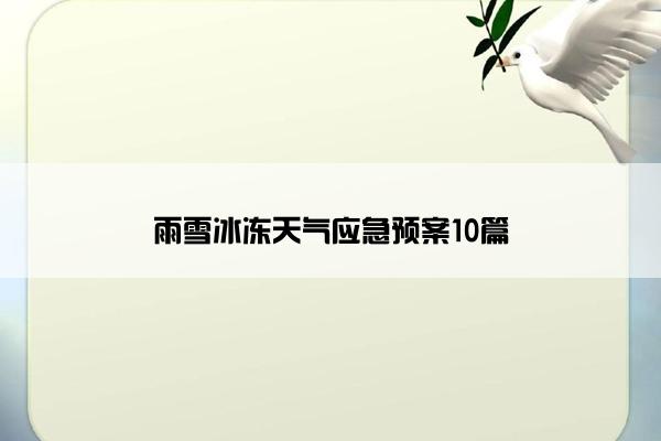 雨雪冰冻天气应急预案10篇