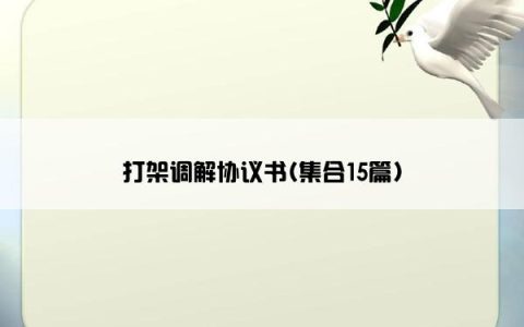 打架调解协议书(集合15篇)