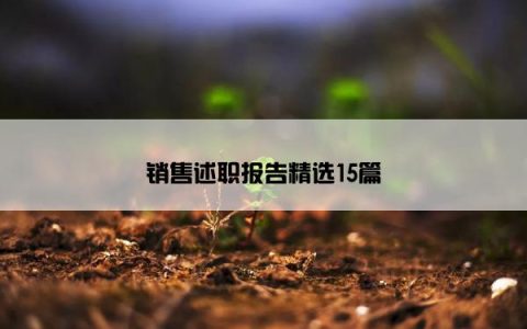 销售述职报告精选15篇