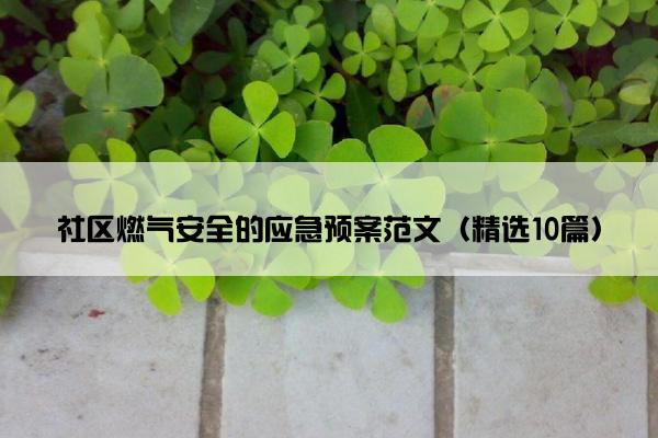 社区燃气安全的应急预案范文（精选10篇）