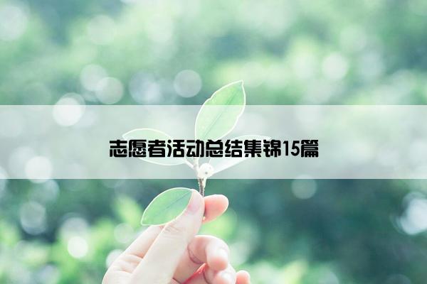 志愿者活动总结集锦15篇