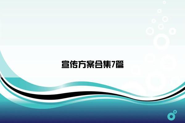 宣传方案合集7篇