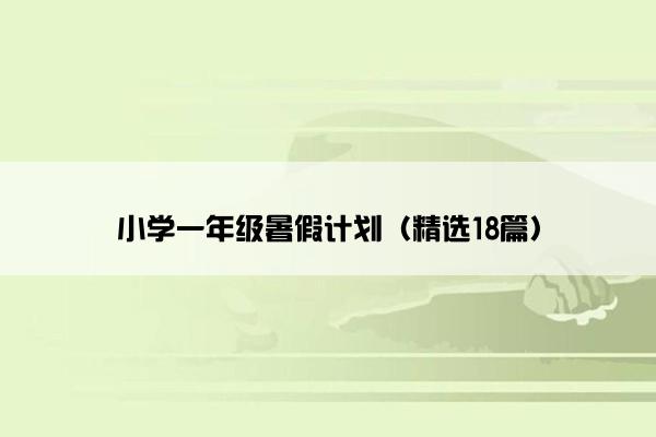 小学一年级暑假计划（精选18篇）