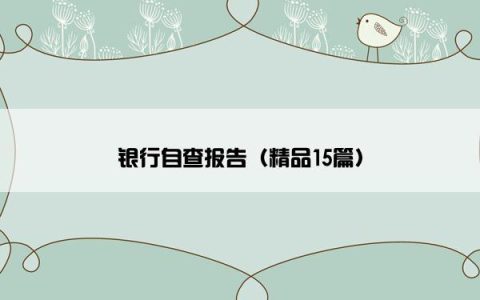 银行自查报告（精品15篇）