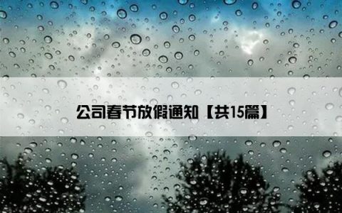 公司春节放假通知【共15篇】