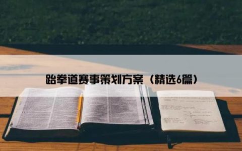 跆拳道赛事策划方案（精选6篇）