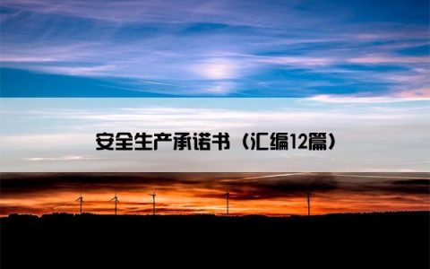 安全生产承诺书（汇编12篇）
