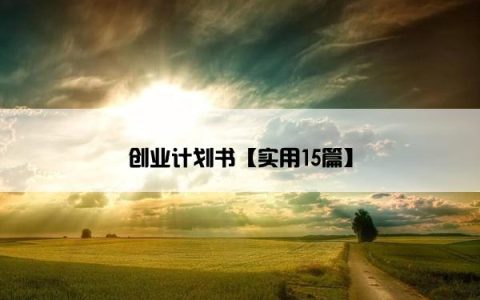 创业计划书【实用15篇】