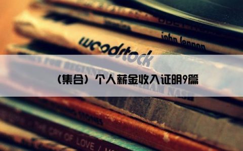 （集合）个人薪金收入证明9篇