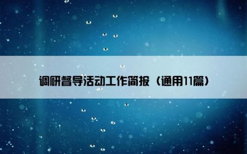 调研督导活动工作简报（通用11篇）