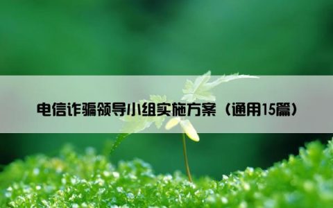 电信诈骗领导小组实施方案（通用15篇）