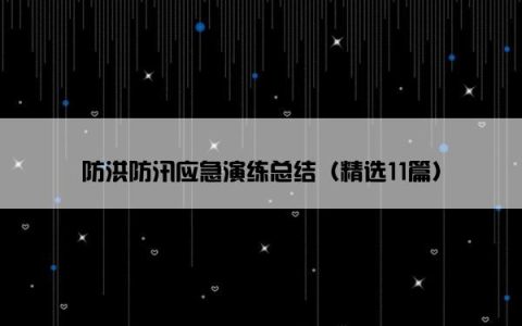 防洪防汛应急演练总结（精选11篇）