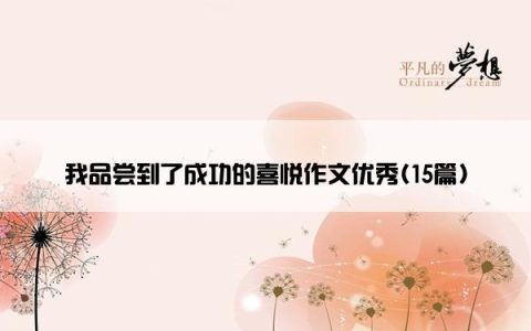 我品尝到了成功的喜悦作文优秀(15篇)
