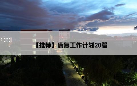【推荐】康复工作计划20篇