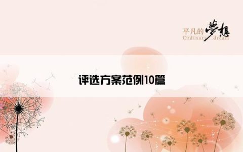 评选方案范例10篇