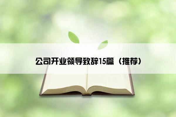 公司开业领导致辞15篇（推荐）